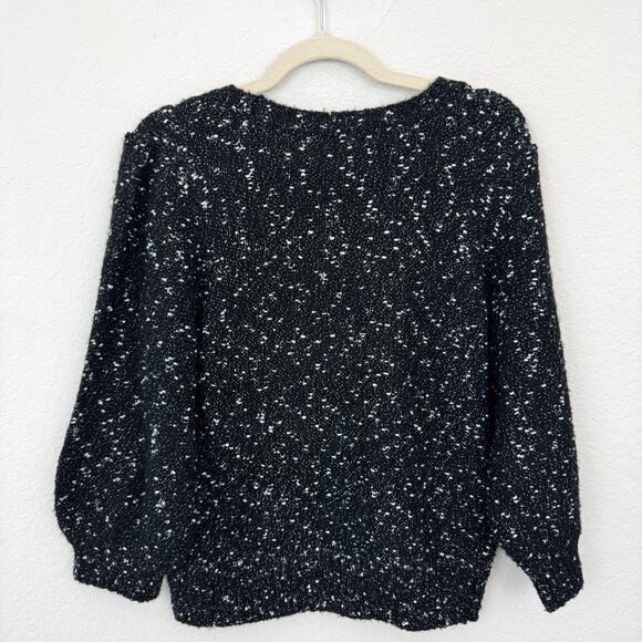 Calvin Klein Jeans Womens Knit Pullover Sweater Size M Metallic Marled Black - Picture 3 of 6